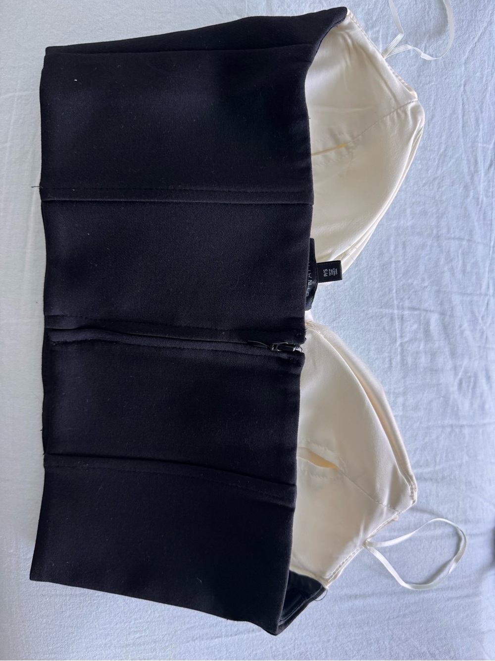 Dynamite Black and Cream Strapless Bow Accent Dress - Picture 2 of 3